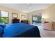 This bright bedroom features large window and glass doors to the outdoor patio at 3461 Tallywood Cir # 7067, Sarasota, FL 34237