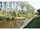 Beautiful pond with mature trees and lush greenery along its banks offering serene outdoor views at 5684 Sheffield Greene Cir # 79, Sarasota, FL 34235