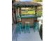 Outdoor tiki bar with a thatched roof, bamboo accents, and three bar stools at 7183 Wood Creek Dr # 9, Sarasota, FL 34231