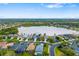 Stunning aerial view of a well-maintained neighborhood surrounding a serene lake with fountain features at 7351 Meeting St, Bradenton, FL 34201