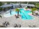 Aerial shot of community pool with ample seating at 7351 Meeting St, Bradenton, FL 34201
