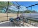 Relaxing screened-in patio area with a dining table and pool for entertaining at 7767 Pine Trace Dr, Sarasota, FL 34243