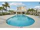 Spacious pool area surrounded by palm trees, offering a refreshing escape with clear water and inviting lounge space at 10530 Boardwalk Loop # 201, Lakewood Ranch, FL 34202