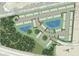 Aerial view of a Primary-planned community with lush green spaces and scenic ponds at 15128 Cuzcorro Ct, Nokomis, FL 34275