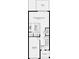 Functional floorplan shows open kitchen, gathering room and patio on the first floor of this townhome at 15128 Cuzcorro Ct, Nokomis, FL 34275