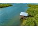 Private boat dock featuring seating for relaxing and enjoying waterfront views at 4852 Peregrine Point N Cir, Sarasota, FL 34231