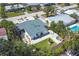Aerial view of home with well-maintained yard, landscaping, and a small circular above ground pool at 6731 Northampton Pl, Bradenton, FL 34207