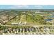 Wide aerial view of property highlighting the house with red icon, its position relative to nearby amenities and green areas at 7012 White Willow Ct, Sarasota, FL 34243