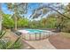 Backyard pool with gated fencing, landscaping, and outdoor furniture, creating a secure and inviting space at 730 Rellim Ln, Sarasota, FL 34232