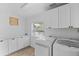 Well-equipped laundry room with ample storage cabinets and countertop space, making laundry chores a breeze at 7330 Westmoreland Dr, Sarasota, FL 34243