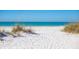 Beautiful white sand beach with clear turquoise water and natural dune vegetation at 821 S Bay Blvd, Anna Maria, FL 34216