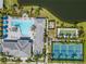 Aerial view of the community pool, spa, tennis courts, and clubhouse at 12959 Seasong Ter, Bradenton, FL 34211