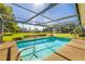 Relax in the screened-in pool with a beautiful yard view, perfect for outdoor enjoyment at 1525 Fleetwood Dr, Sarasota, FL 34232