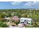 Expansive aerial view of neighborhood homes, featuring blue sky, and lush landscaping for a serene living environment at 1879 Hibiscus St, Sarasota, FL 34239