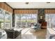 Bright sunroom with floor-to-ceiling windows and comfortable seating, perfect for enjoying natural light and golf course views at 236 Saint James Park, Osprey, FL 34229