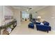 Bright living room features stylish blue furnishings and coastal decor for a beachy vibe at 4110 Central Sarasota Pkwy # 123, Sarasota, FL 34238