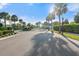 Gated entrance to Amberly community with mature palm trees and lush landscaping at 5998 Amberly Dr, Bradenton, FL 34208