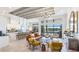 Open-concept living room with modern furniture, high ceilings, and a view of the backyard at 7211 Prestbury Cir, Lakewood Ranch, FL 34202