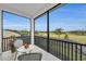 Enjoy golf course views from this spacious screened balcony with tile flooring at 8847 Colonels Ct, Sarasota, FL 34240