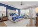 Main bedroom suite with accent wall, shutters, and sitting area at 15430 Blackmoor Ter, Lakewood Ranch, FL 34202