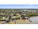 A waterfront property with a pier on a sunny day is outlined in red at 1815 Palma Sola Blvd, Bradenton, FL 34209