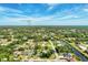 Scenic aerial view of a home in a neighborhood, surrounded by trees and a nearby canal at 3514 Laslo Ave, North Port, FL 34287