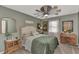Charming bedroom featuring a ceiling fan, cozy decor, and ample natural light at 3514 Laslo Ave, North Port, FL 34287