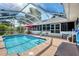 Enclosed pool area with ample seating and space for entertaining with sun protection and privacy at 3514 Laslo Ave, North Port, FL 34287