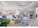 Bright living room with a comfortable sectional sofa, modern ceiling fan, and view of the outdoor area at 3564 Santa Caterina Blvd, Lakewood Ranch, FL 34211