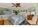 Inviting bedroom with hardwood floors, a ceiling fan, and bright windows at 400 Nokomis S Ave, Venice, FL 34285