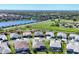 This scenic aerial view shows beautiful homes surrounding a tranquil lake, showcasing a desirable community at 4629 Antrim Dr, Sarasota, FL 34240