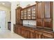 Detailed view of the kitchen cabinetry and countertops with decorative accessories at 742 Shadow Bay Way, Osprey, FL 34229