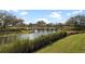 Scenic view of the community landscape featuring a bridge over a pond and lush greenery at 12410 Osorio Ct # 204, Sarasota, FL 34238