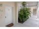 Unit 103 entrance with lush plants at 3702 54Th W Dr # 103, Bradenton, FL 34210