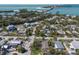 Residential area aerial view showing waterfront properties and the neighborhood's proximity to the water at 640 Fox St, Longboat Key, FL 34228