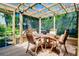 Relaxing covered patio with comfortable seating, wooden deck, and views of the serene backyard at 1739 Oak St, Sarasota, FL 34236