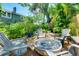 Inviting backyard fire pit with stone surround and comfortable seating, perfect for outdoor entertaining at 1739 Oak St, Sarasota, FL 34236