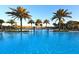 Gorgeous pool area with crystal-clear water, palm trees, and comfortable lounge chairs, ideal for relaxation at 17440 Hampton Falls Ter, Bradenton, FL 34202