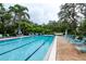 Community offers a large swimming pool with lounge chairs and umbrellas on a brick deck at 182 Pineneedle Dr # 182, Bradenton, FL 34210