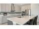 Kitchen boasts stainless steel appliances, quartz countertops, and a stylish backsplash at 2015 Bolsena St, Nokomis, FL 34275