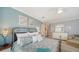 Comfortable main bedroom with soft blue walls, large bed, and views into a relaxing dressing area at 7910 34Th W Ave # 203, Bradenton, FL 34209