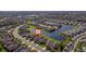 Aerial view of community featuring single-Gathering homes, mature landscaping, and tranquil ponds at 12140 Whisper Lake Dr, Bradenton, FL 34211