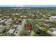 Aerial view of a residential area with water access, marked with a pin at 3466 Tanglewood Dr, Sarasota, FL 34239