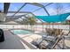 Poolside view of a pool, outdoor furniture, and an overhead sun shade at 3502 18Th Avenue W Dr, Bradenton, FL 34205