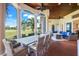 Inviting screened-in porch with ample seating, a dining table, and tranquil views of the expansive property at 3551 Ridgeland Ct, Punta Gorda, FL 33982
