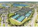 Aerial view of community tennis and pickleball courts at 4253 Pond Brook Ct, Bradenton, FL 34211