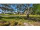 Scenic backyard featuring mature trees, vibrant landscaping, and a tranquil canal bordering the property at 4404 Calle Serena, Sarasota, FL 34238