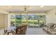Inviting sunroom with large windows offering serene views of the lush landscaping and water at 4404 Calle Serena, Sarasota, FL 34238