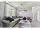 Inviting living room with comfortable sectional couch, neutral walls, updated flooring, and natural light at 5401 Bentgrass Dr # 1-302, Sarasota, FL 34235