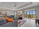 Bright and airy living space with a modern sofa, large windows, and sliding glass doors at 6620 35Th E Ct, Sarasota, FL 34243